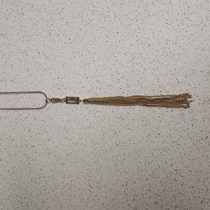 Maurices Gold & White Necklace with Tassle and Faux Diamond